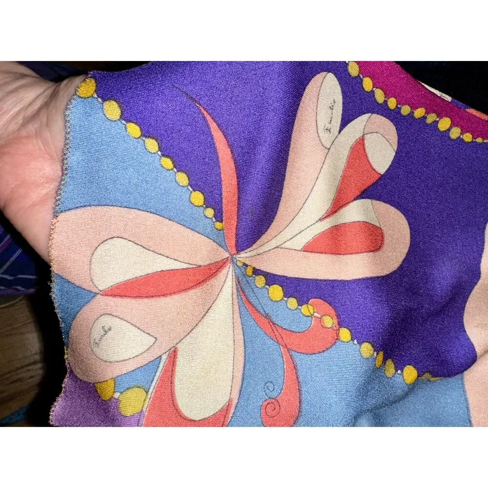 EMILIO PUCCI CUSTOM UNFINISHED VINTAGE SILK PRINT DRESS - Picture 14 of 16